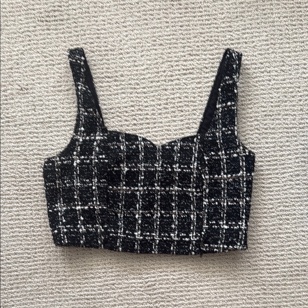 Abercrombie Cropped Textured Plaid Tank Top- Cropped